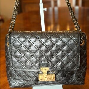 NWT Marc Jacobs “The XL” Single Quilted Metallic Black Shoulder Bag